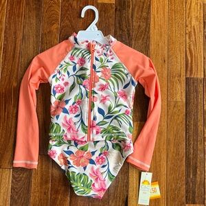 C&C California Kids Floral 3 Piece Swimsuit NWT